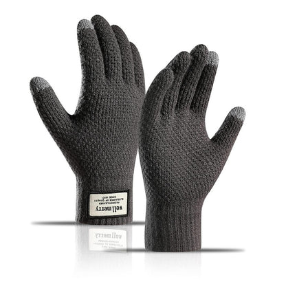 Winterhandschuhe Herren Damen Touchscreen Thermo Gestrickt Grau
