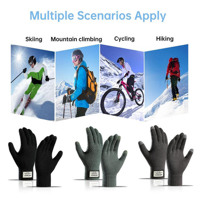 Winterhandschuhe Herren Damen Touchscreen Thermo Gestrickt Grau