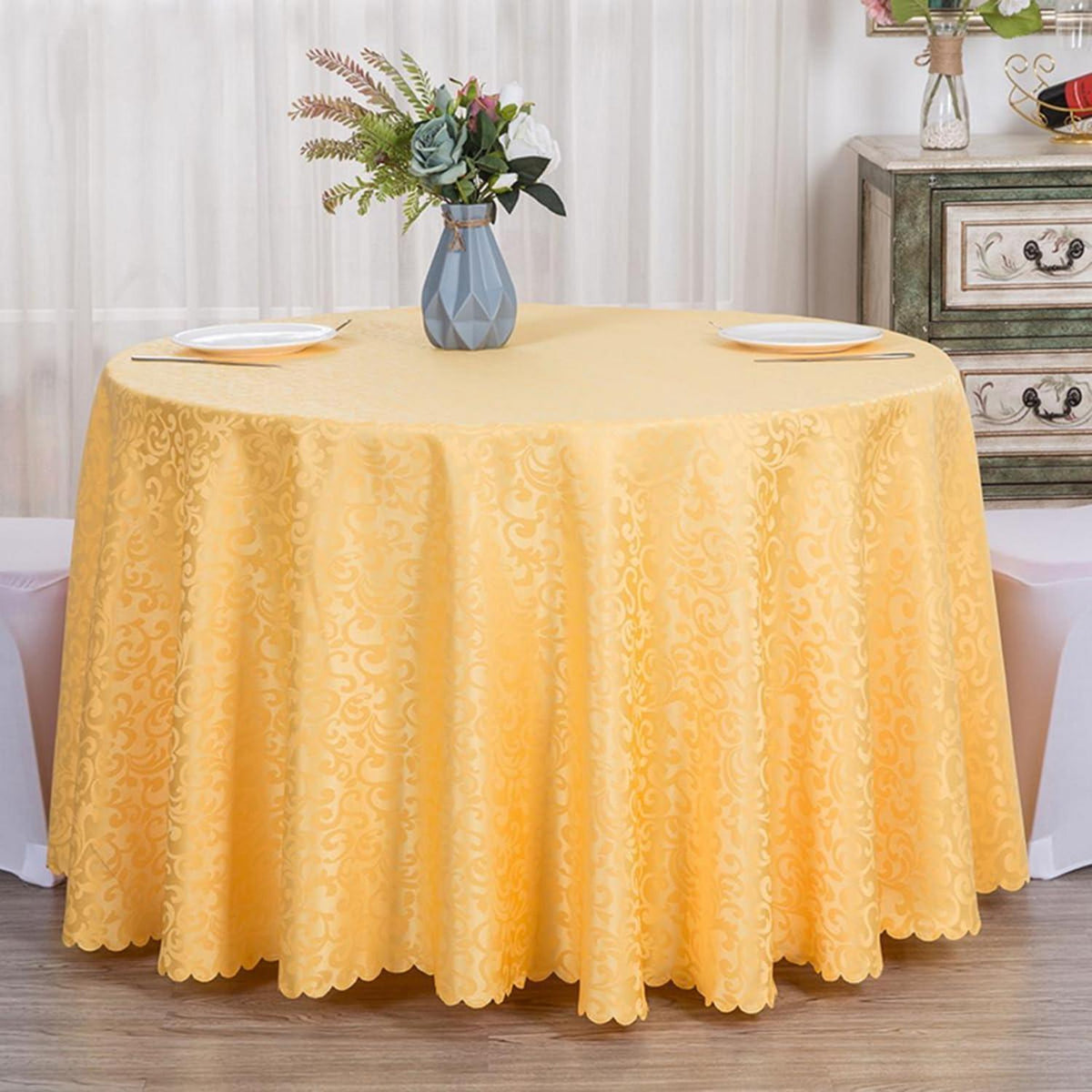 Runde Tischdecke Gelb, 180cm Durchmesser – Polyester Tischtuch
