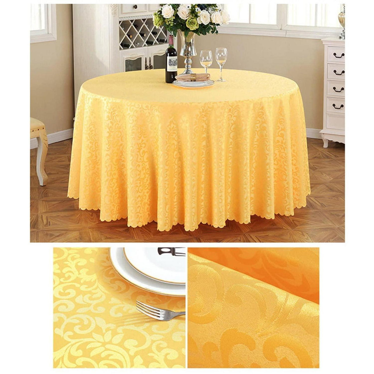 Runde Tischdecke Gelb, 180cm Durchmesser – Polyester Tischtuch