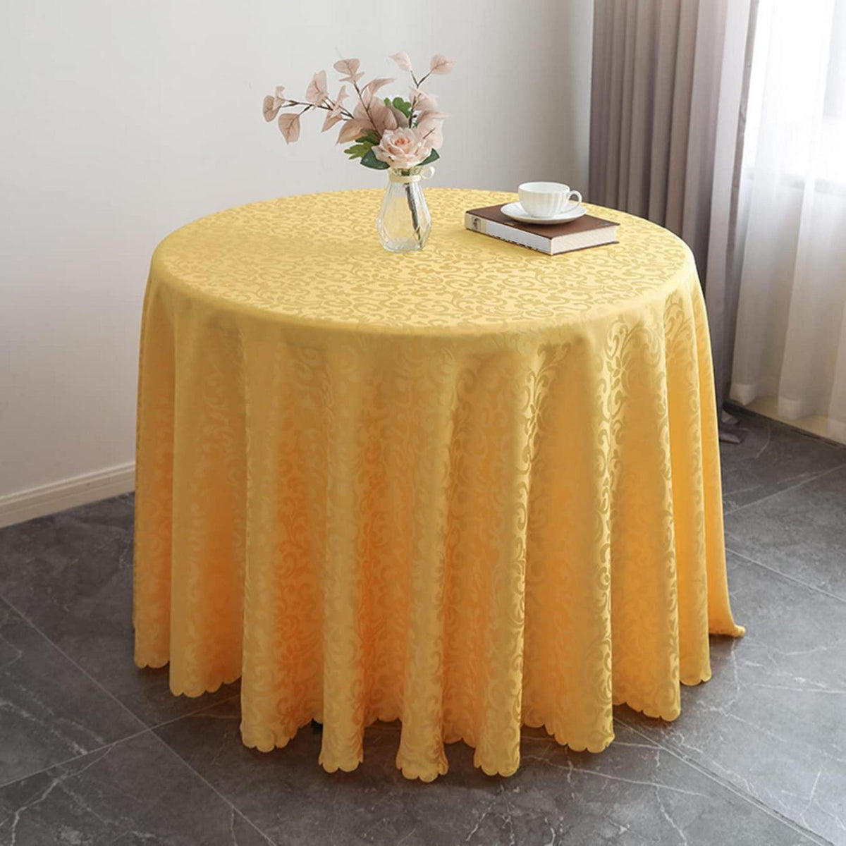 Runde Tischdecke Gelb, 180cm Durchmesser – Polyester Tischtuch