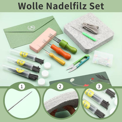 121-teiliges Wollfilznadelset mit 3 Nadelfilzgrößen & Zubehör