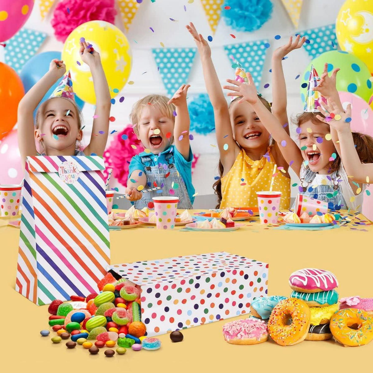 18 Flintronic Papiertüten mit Aufkleber für Kindergeburtstage und Hochzeit