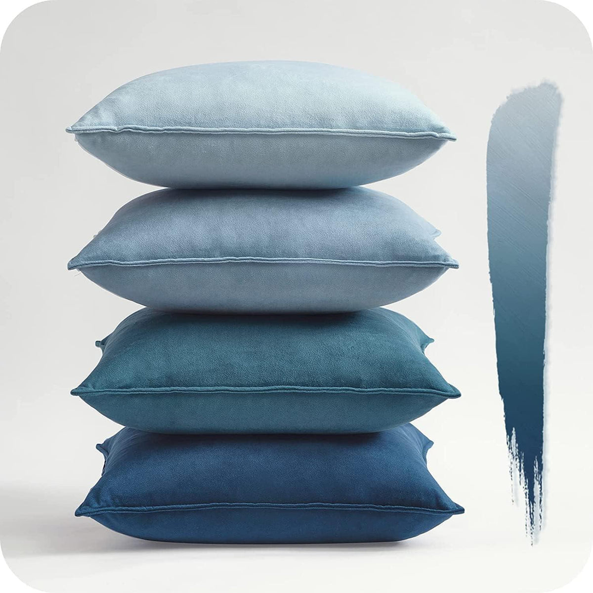 Kissenbezüge Set Samt Dekokissenhüllen Blau Farbverlauf 50x50 cm