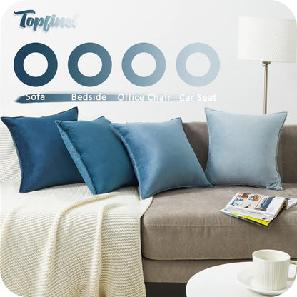 Topfinel Samt Kissenbezug 50x50 4er Set blau flauschig Farbverlauf