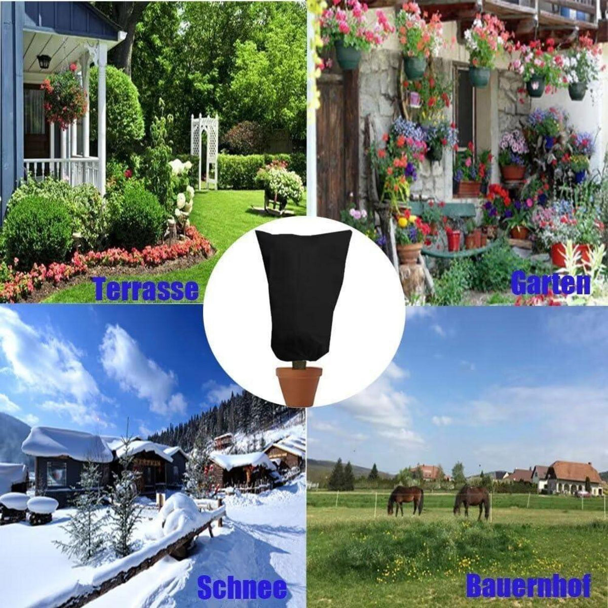 Winterschutz Pflanzenabdeckung Frostschutz 160x180cm Schwarz 3er-Set