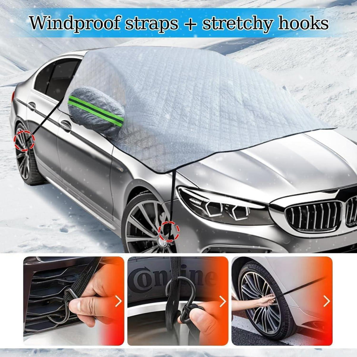 Frontscheibenabdeckung Auto Winter 230x145cm – Eisschutz & UV-Schutz