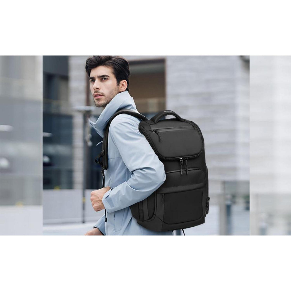 Herren Rucksack 15.6 Zoll Laptop Wasserdicht Grau – Tagesrucksack für Reisen & Schule