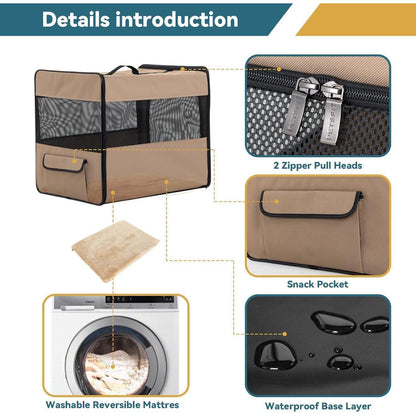Faltbare Hundebox für Auto & Zuhause – Mit Plüschkissen, M