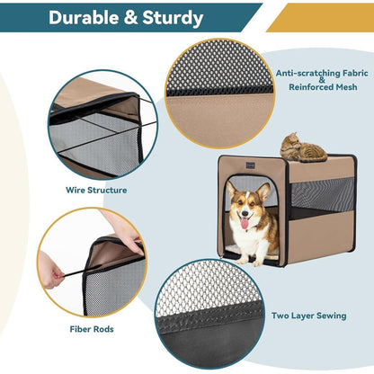 Faltbare Hundebox für Auto & Zuhause – Mit Plüschkissen, M