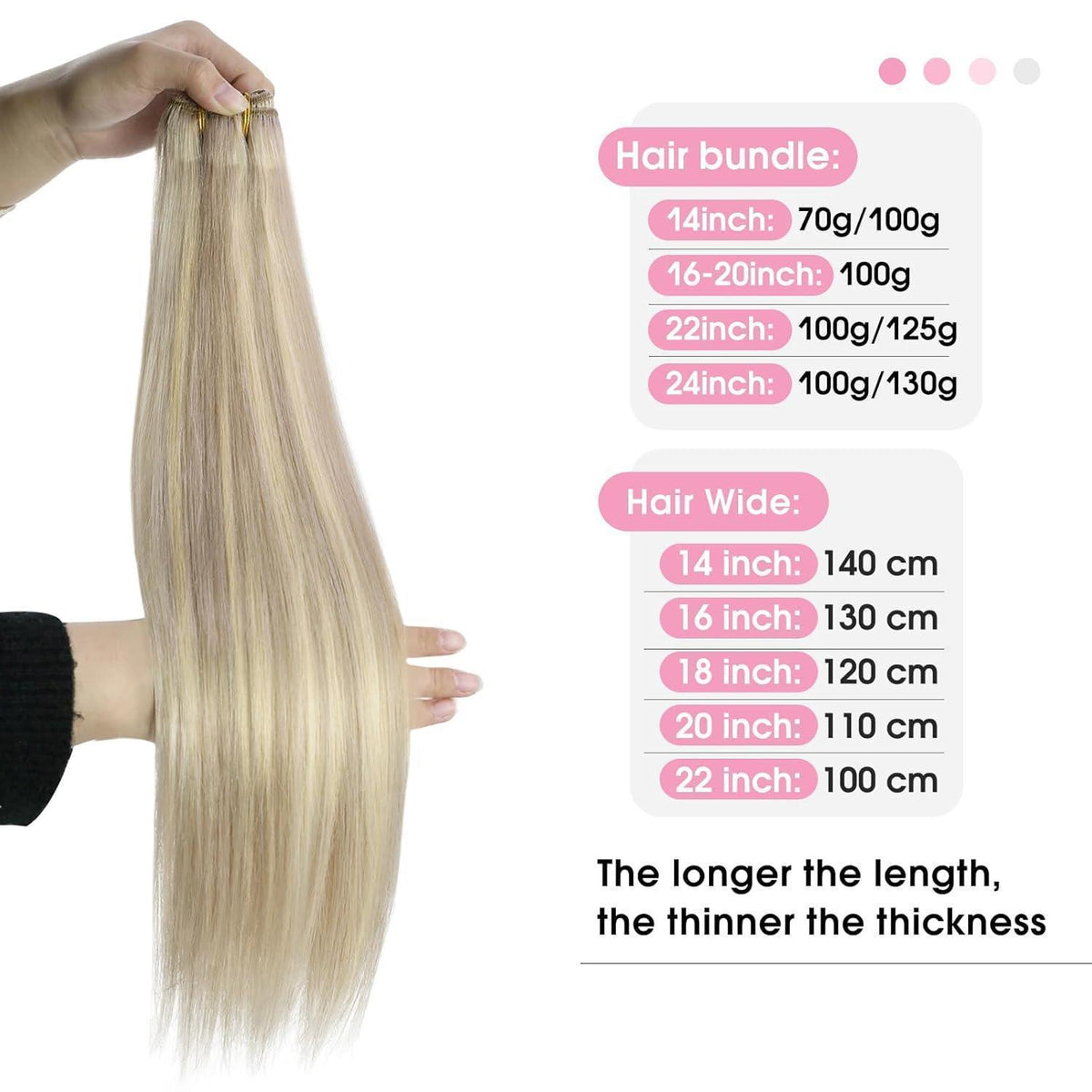 Blond Echthaar Tressen 40cm – #18/613 Weft Extensions