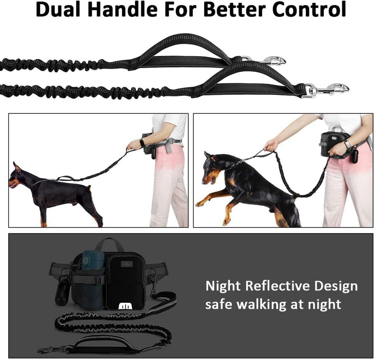 Joggingleine mit Bauchgurt für große mittelgroße Hunde blau 124-180cm