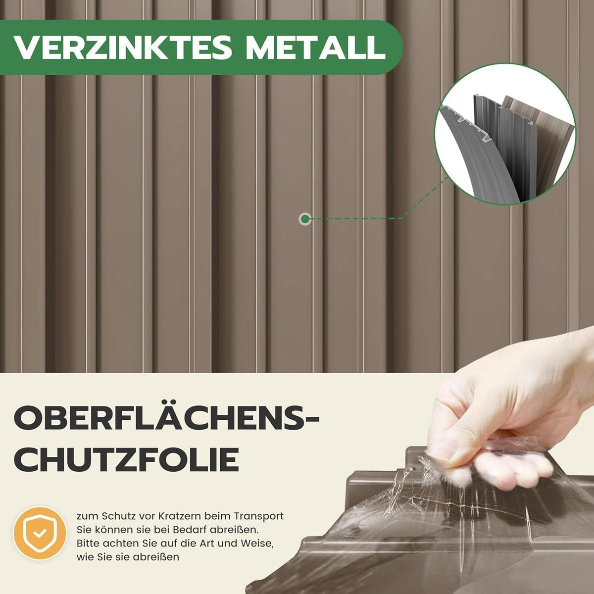Gartenhaus Metall 162x86 cm mit Pultdach & Fundamentrahmen