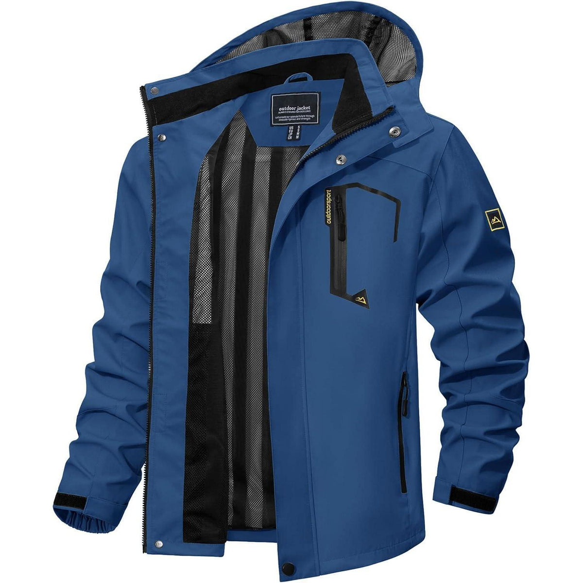 Herren Outdoorjacke wasserabweisend mit Kapuze – Denimblau