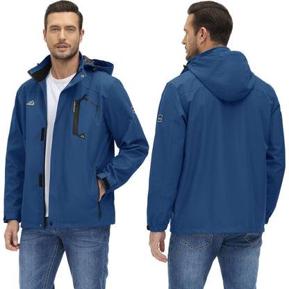 Herren Outdoorjacke wasserabweisend mit Kapuze – Denimblau