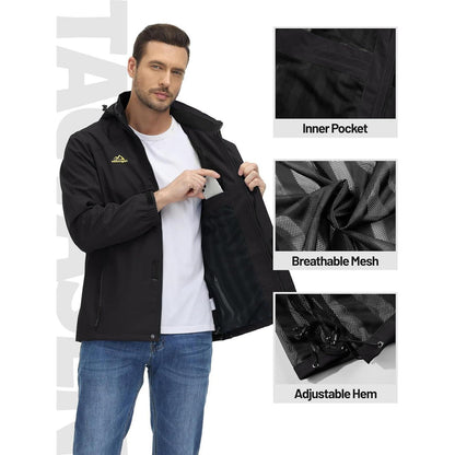 Herren Outdoorjacke wasserabweisend mit Kapuze XL Schwarz
