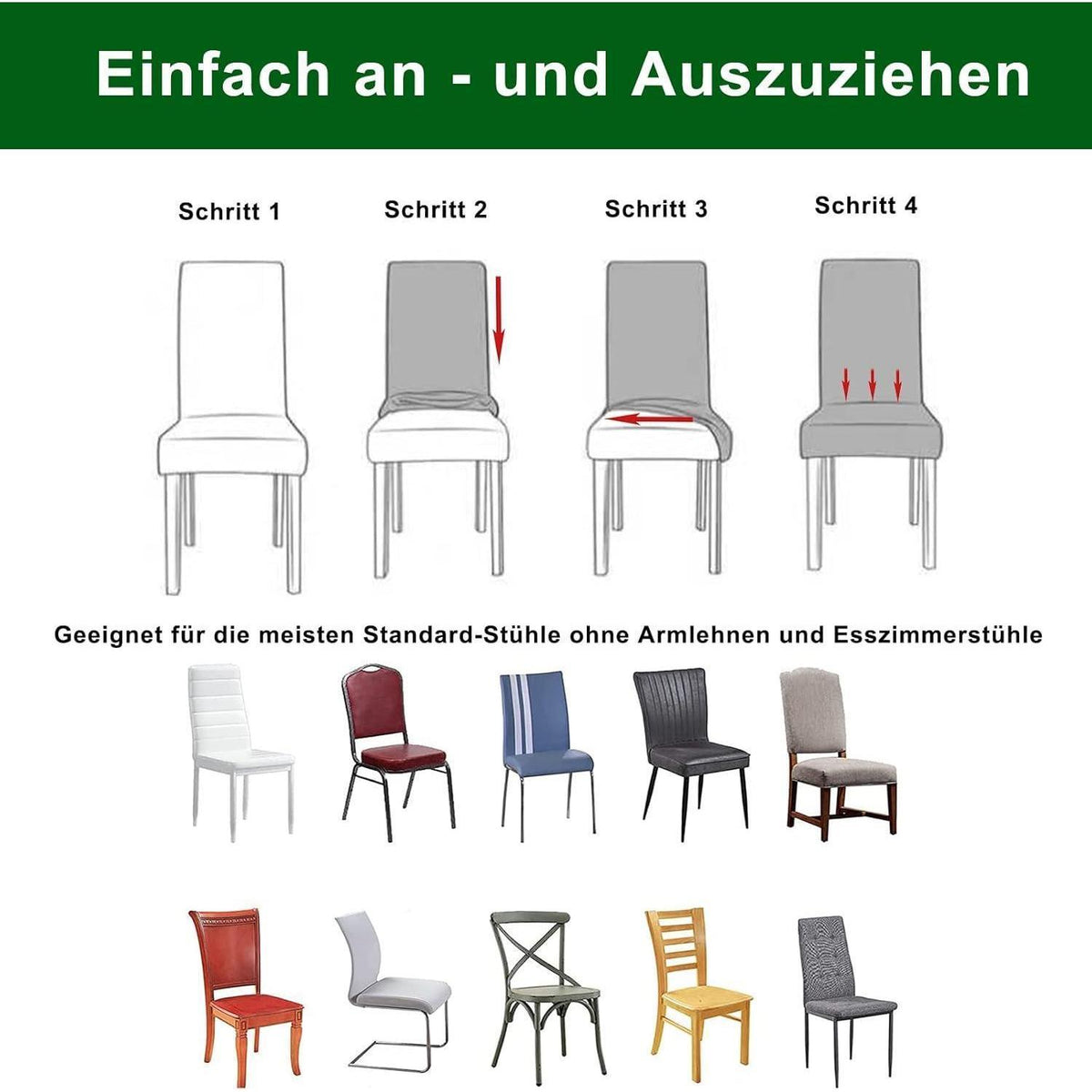 Stretch Stuhlhussen 4er Set – Beige für Esszimmer & Bankett
