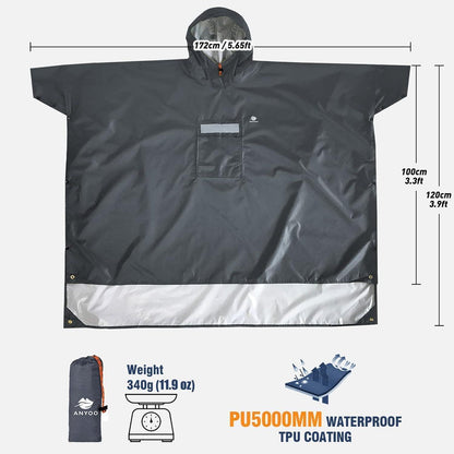 Leichter Wasserdichter Regenponcho mit Kapuze für Outdoor & Camping
