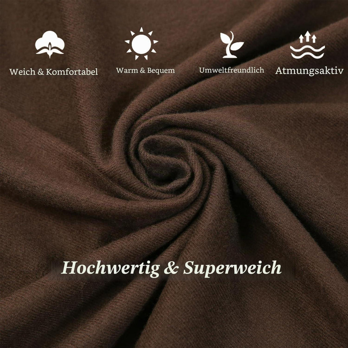 Pashmina Stola und Schal Damen, weich und vielseitig, Kaffee