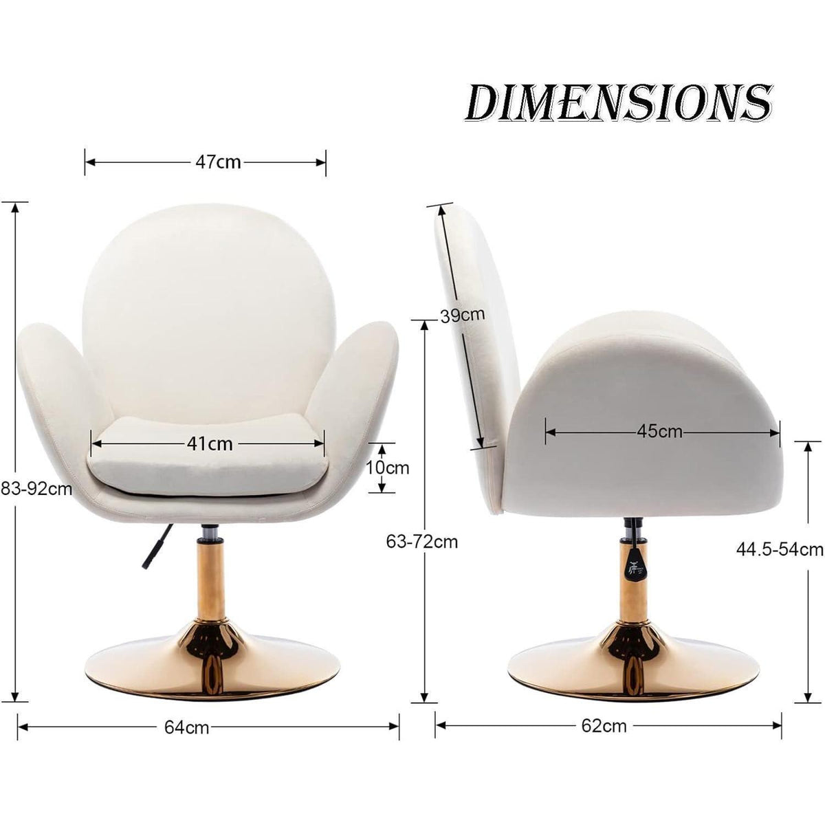 Ergonomischer Samt-Polsterstuhl Höhenverstellbar Beige