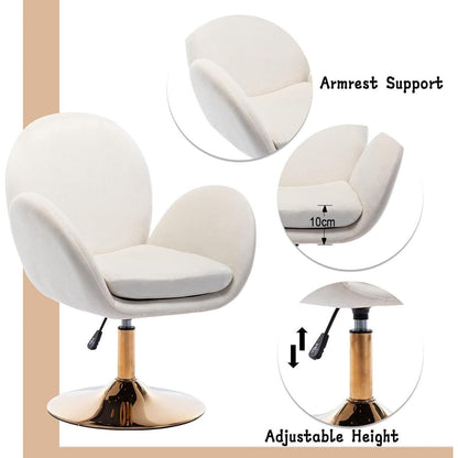 Ergonomischer Samt-Polsterstuhl Höhenverstellbar Beige