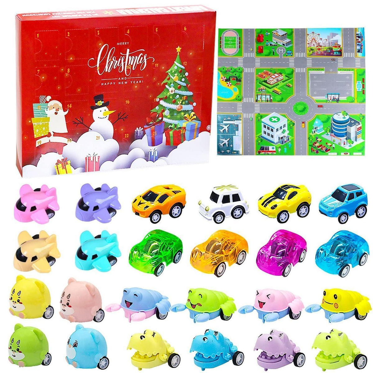 Adventskalender 2026 Spielzeugauto mit Stadtplan