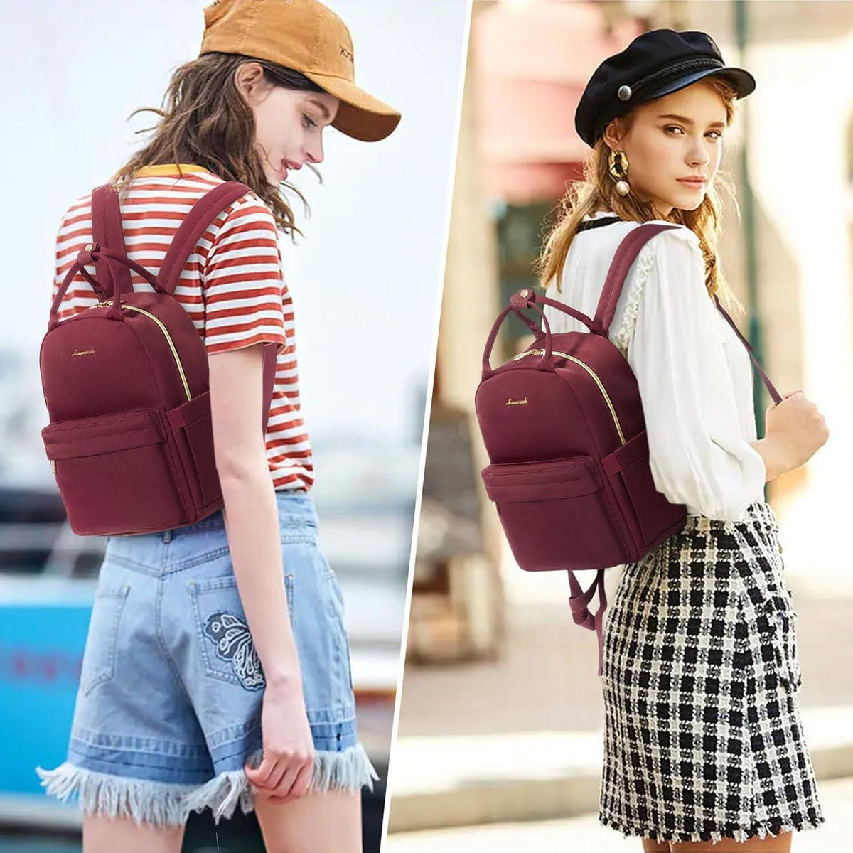 Kleiner Rucksack Damen 2in1 Handtasche Wasserdicht Rot