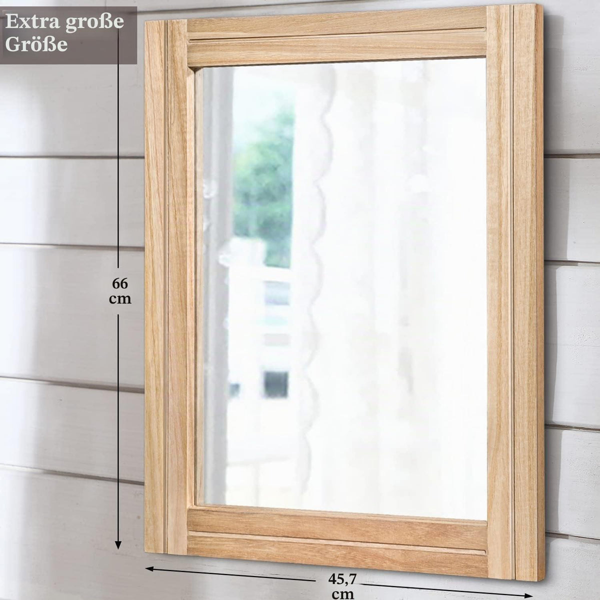 Rustikaler Wandspiegel Holzrahmen 65x45 cm – Landhausstil