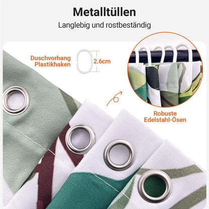 Duschvorhang Grüne Blätter Textil 150x180cm Antibakteriell Wasserdicht