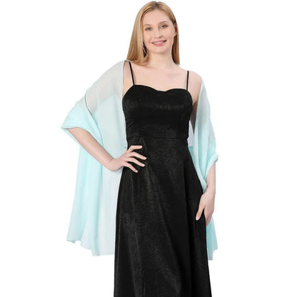 Chiffon Schal Damen leicht weich für Abendkleider Hochzeit Braut Light Blue