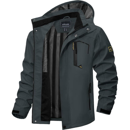 Herren Outdoorjacke wasserabweisend mit Kapuze – XL Kohlengrau