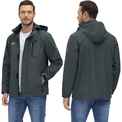 Herren Outdoorjacke wasserabweisend mit Kapuze – XL Kohlengrau