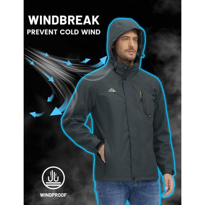 Herren Outdoorjacke Wasserabweisend mit Kapuze – Kohlengrau