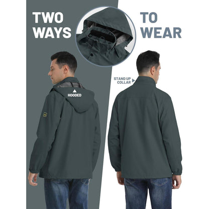 Herren Outdoorjacke Wasserabweisend mit Kapuze – Kohlengrau