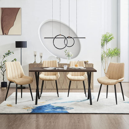 Esszimmerstühle 2er Set, Beige – Komfort & Modernes Design in Lederoptik