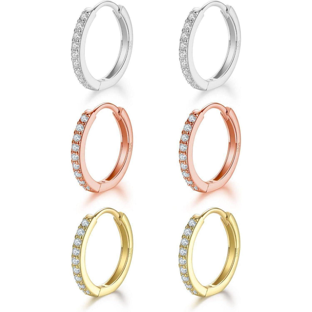 Creolen Silber 925 Set: Gold, Silber, Rosé – 12mm