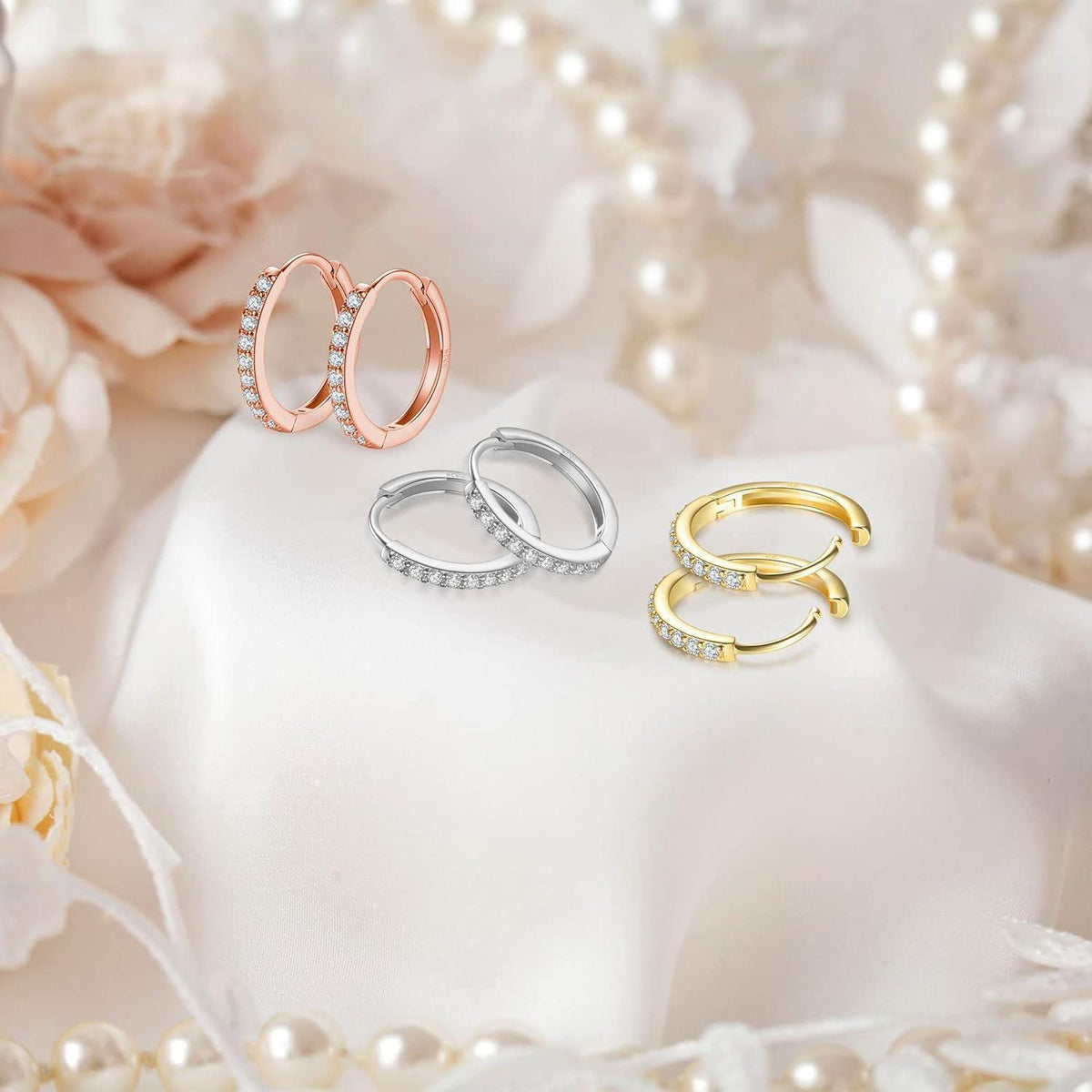 Creolen Silber 925 Set: Gold, Silber, Rosé – 12mm