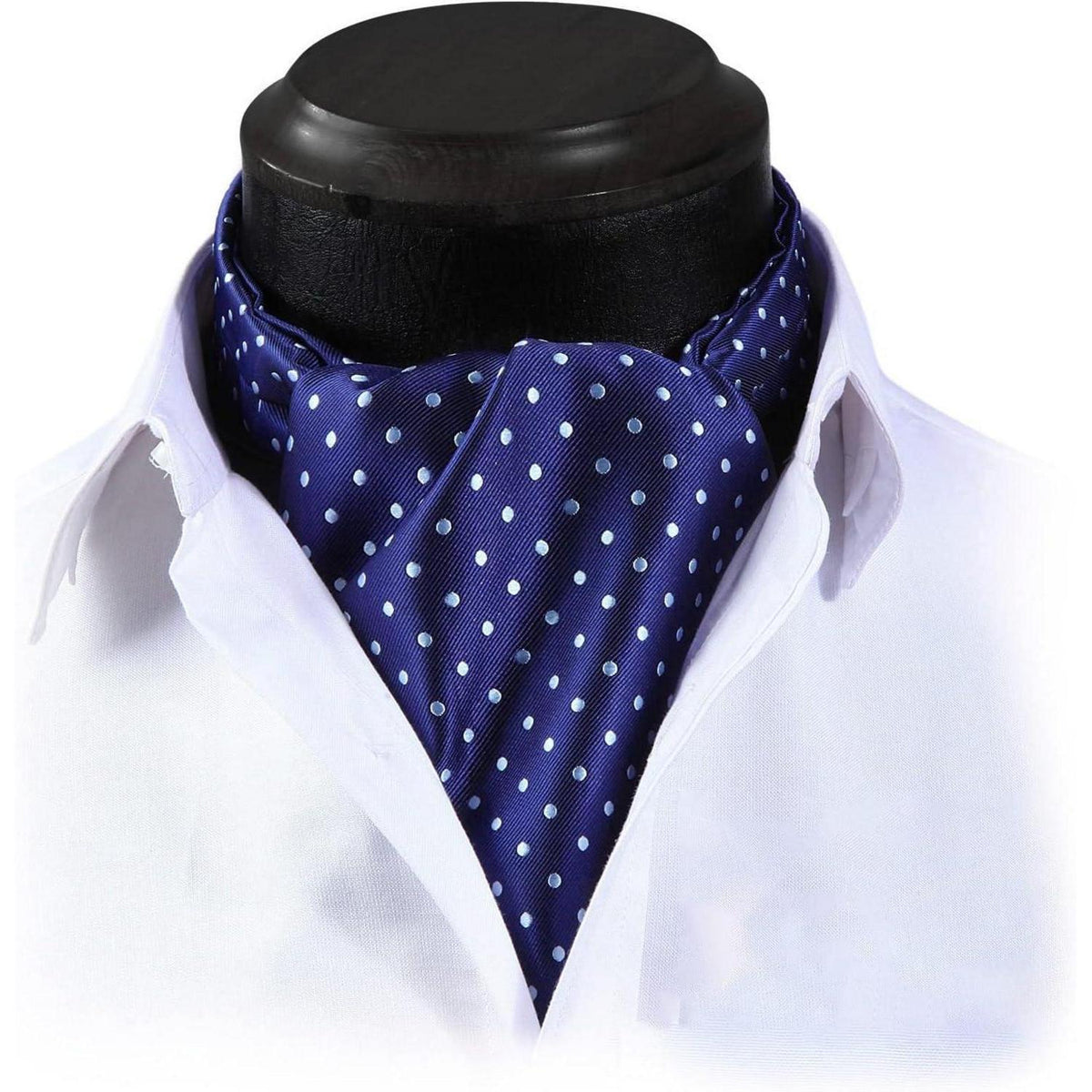 Herren Ascot Krawattenschal Gepunktet Elegant Business Blau
