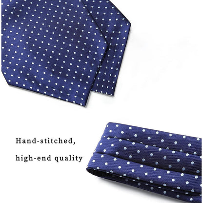 Herren Ascot Krawattenschal Gepunktet Elegant Business Blau