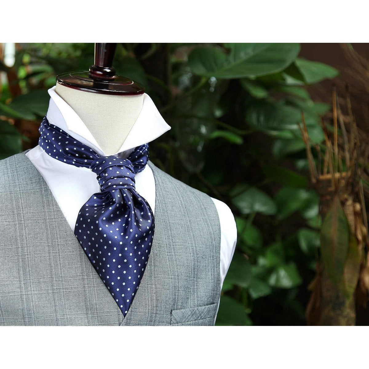 Herren Ascot Krawattenschal Gepunktet Elegant Business Blau