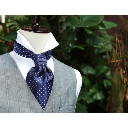 Herren Ascot Krawattenschal Gepunktet Elegant Business Blau