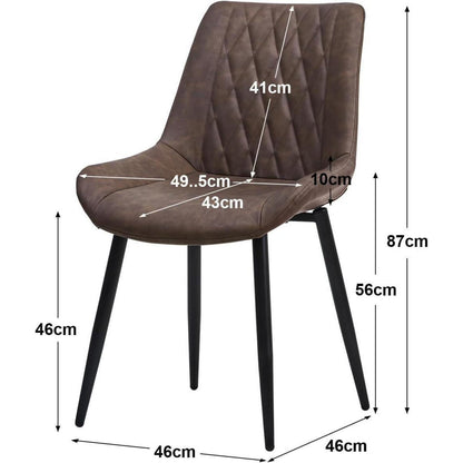 Esszimmerstühle Set 4er – Dunkelbraun, Metall in Lederoptik