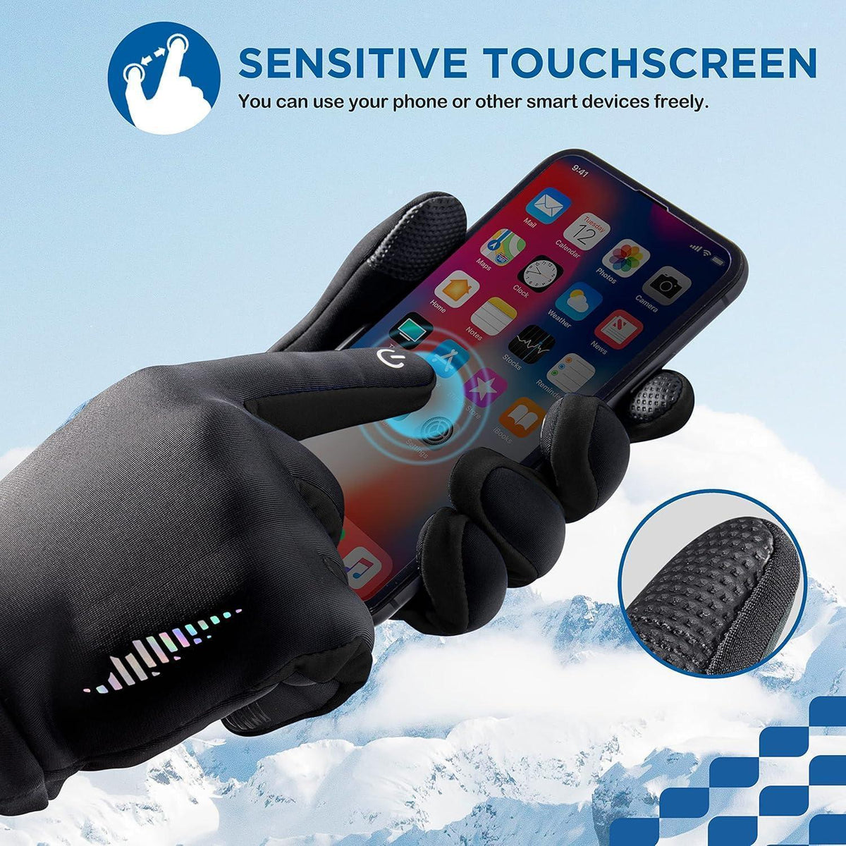 Kinder Thermo Winterhandschuhe mit Touchscreen & Anti-Rutsch