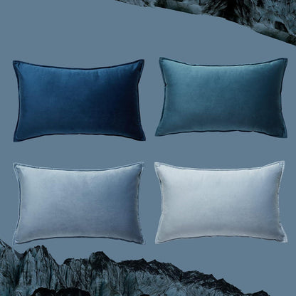 Samt Kissenbezüge 30x50 cm Blau 4er Set Kinderzimmer Deko