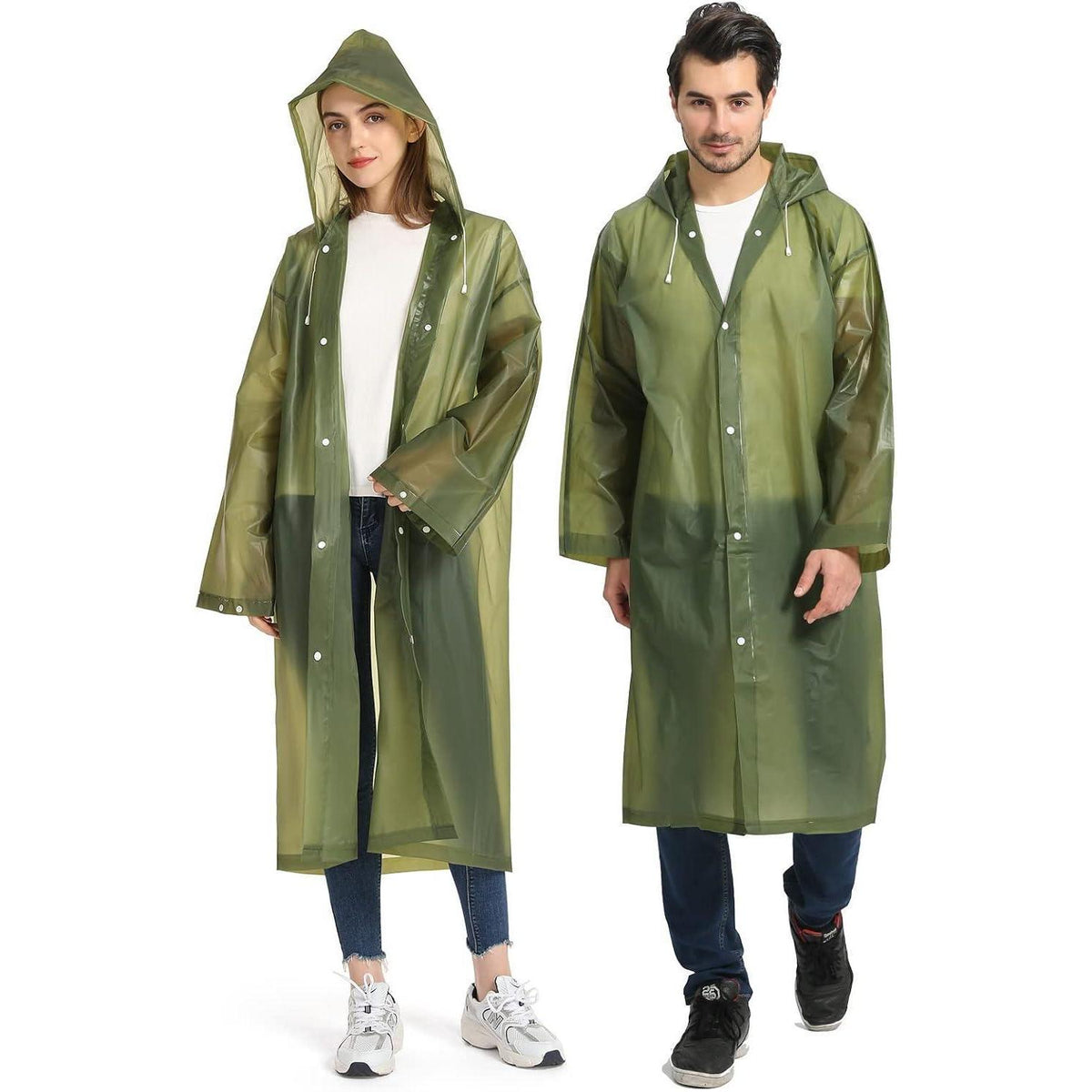 Regenponcho 2er Set Damen Herren Grün EVA Atmungsaktiv