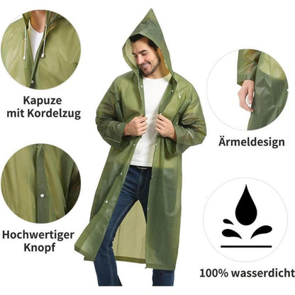 Regenponcho 2er Set Damen Herren Grün EVA Atmungsaktiv