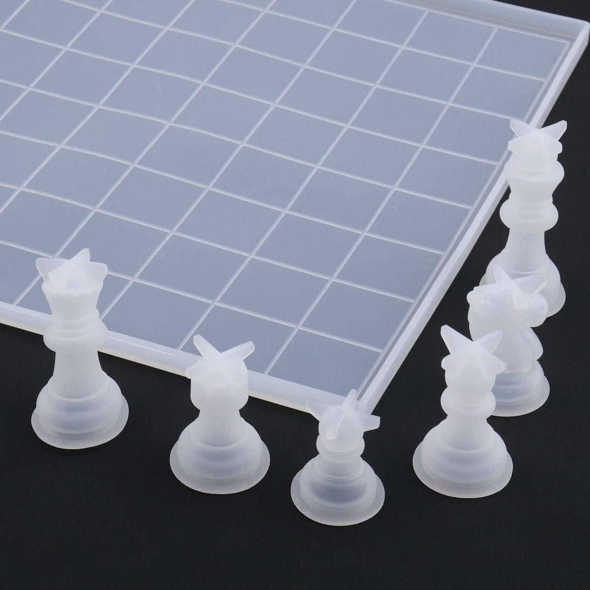 Schachbrett & Figuren Silikonform Set 17-teilig zum Gießen