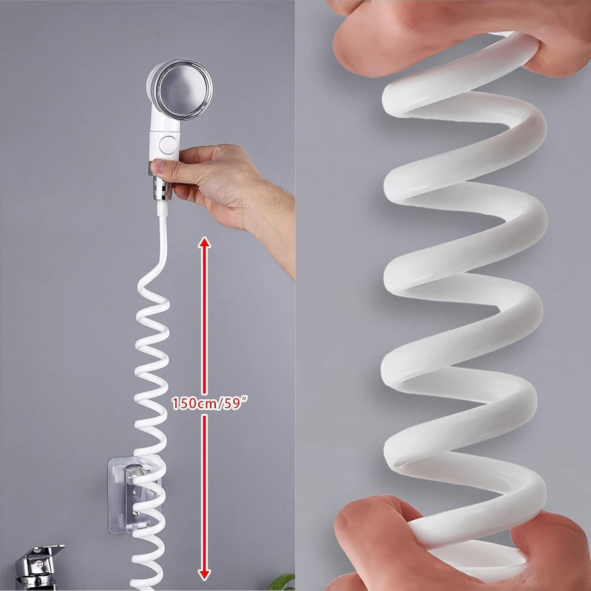 Handbrause-Set mit Teleskopschlauch & Duschkopfhalter