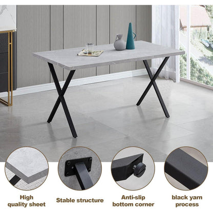 Esstisch Set mit 4 Samtstühlen – Modernes Esszimmer Set (140cm Grau)