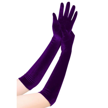 Samt Handschuhe Damen 1920er Jahre Ellenbogenlang Dunkellila
